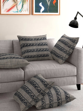 Embroidered Cotton Cushion Cover Grey Kai Krafts