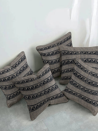 Embroidered Cotton Cushion Cover Grey Kai Krafts