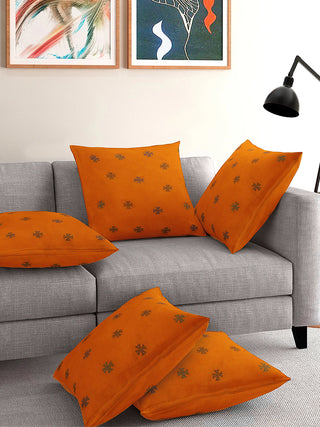Embroidered Cotton Cushion Cover  Orange Kai Krafts
