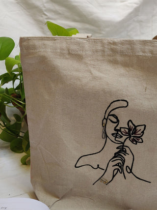 Cotton Tote Bag - Take Time For Yourself Off White VARNAN
