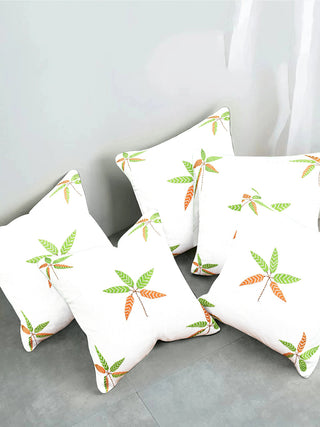 Kantha Hand Embroidered Leaf Inspired Cushion Cover Peol