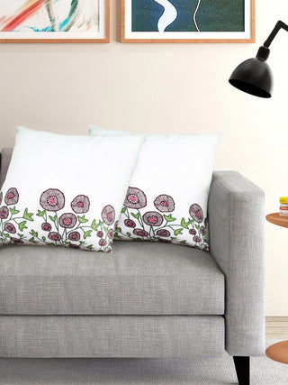 Floral Kantha Embroidered Cushion Cover Peol