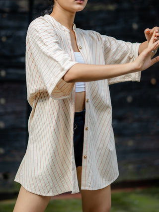 Striped Handloom shirt with Kimono Sleeeves Krushnachuda