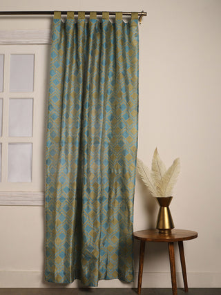 Tiles Powdi Curtain Blue Aadyam Handwoven