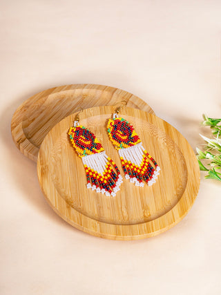 Multicolor Handmade Floral Bead Eaaring Pusha Bead Work