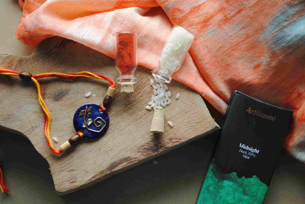 Geometric Ganesha  - Copper Enamel Rakhi by Ekibeki 37
