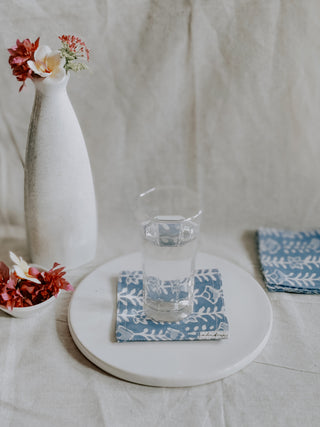 100% Cotton Sustainable cloth Coasters - Set of 6 Blue Ekatra