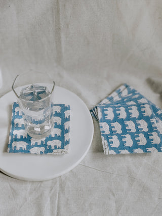 100% Cotton Sustainable cloth Coasters - Set of 6 Elephant Motif Ekatra