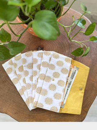 Floral Printed Envelope Golden Set Of 6 Artisanns Nest