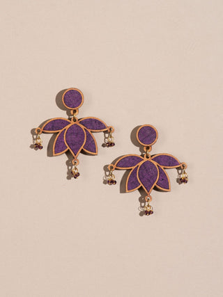Wood Lotus Earrings Purple WHE