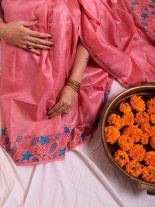 Sozni Work Kashmiri Saree Pink Forsarees