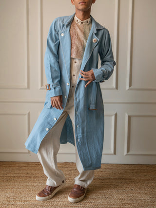Materiality Unisex Deconstructed Trench Blue Lafaani