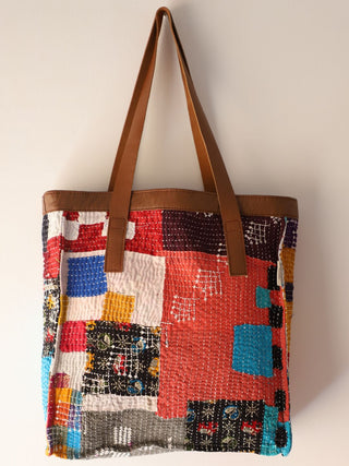 Reversible Quilted Squar Tote Bag Multi Colour Kubsa