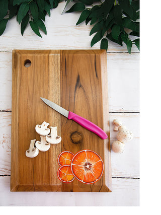 Handpainted Tangerines Teakwood Platter Cum Chopping Board Brown Deco Talk