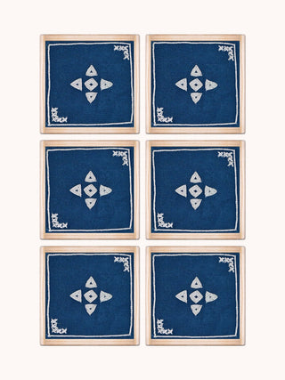 Huenu Handmade Coasters Set Of 6 Pcs Blue Veaves