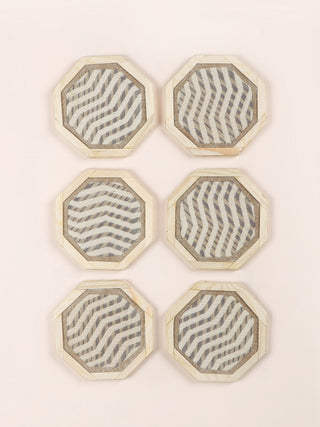 Beatrix Handwoven Coasters Set Of 6 Pcs Grey Veaves