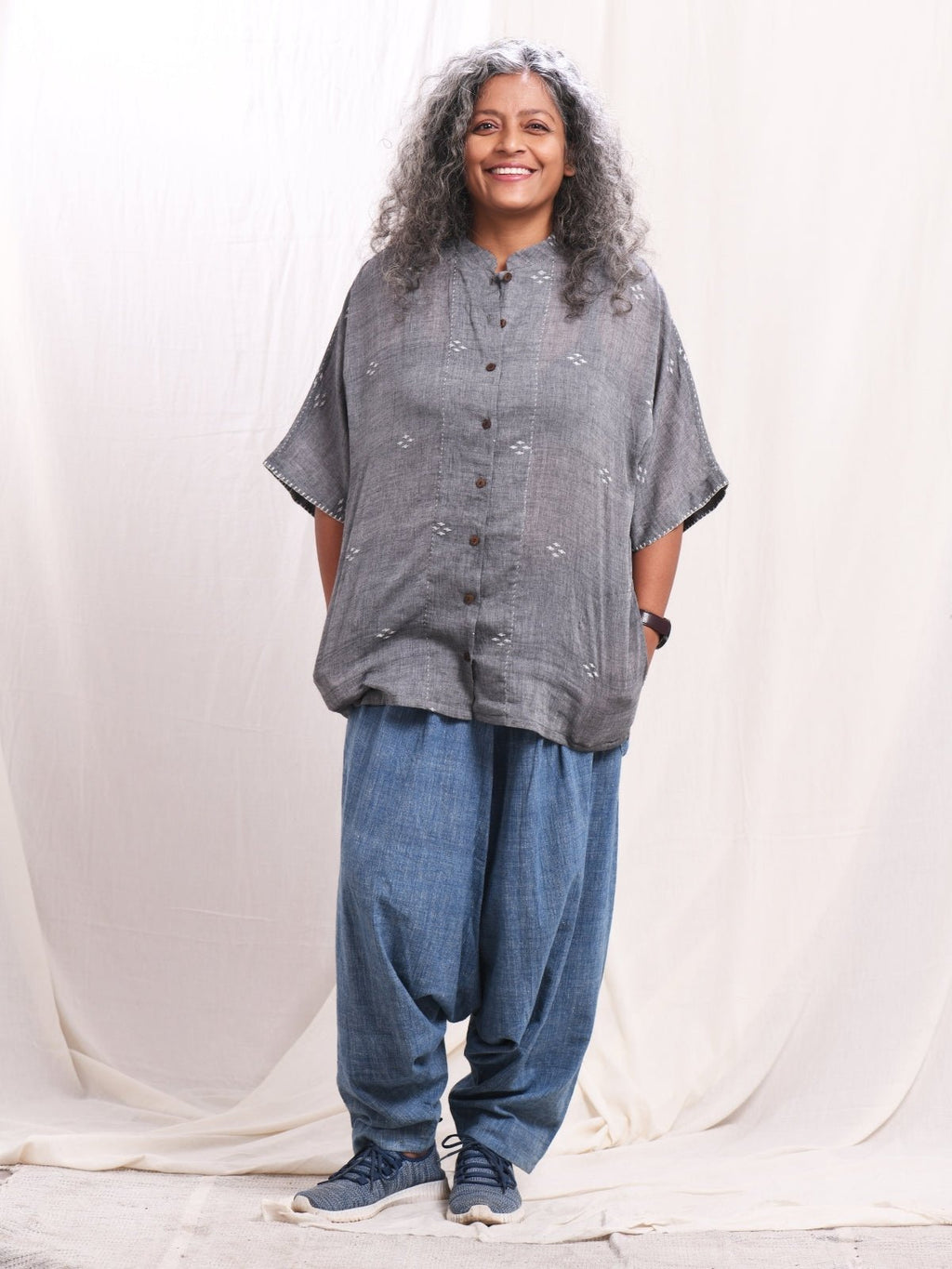 Neon Green Cotton Jamdani Top with Lace main image 1