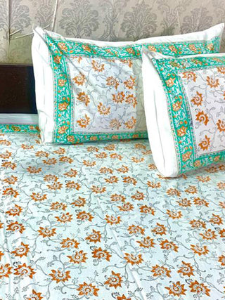 PAISLEY Motif Block Printed Bed Sheet Mehroon Alankaran Designs