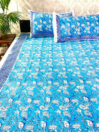 MAHESHWARI Fort Motif Block Printed Bed Sheet Alankaran Designs