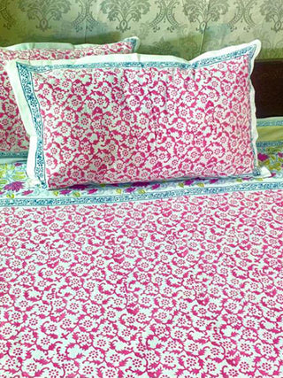 JAAL Motif Block Printed Bed Sheet Mehroon Alankaran Designs