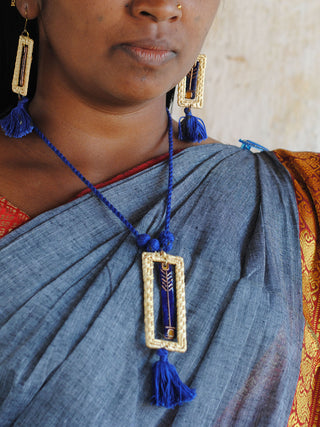 JHAROKHA Set Blue Necklace and Earrings Blue Ekibeki