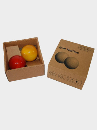 Ball Rattles Set of 2 Red and Yellow Fairkraft Creations
