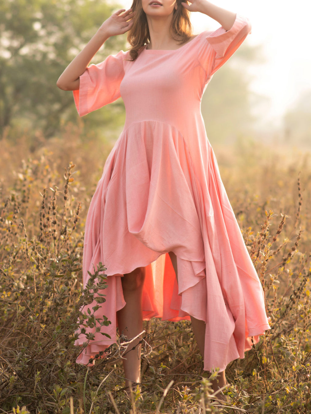 Shop Women Dresses at Flourish – Solid Field Dress Peach for Every Occasion