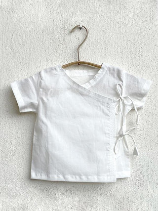 Essential White Angrakha Top & Pants Whitewater Kids