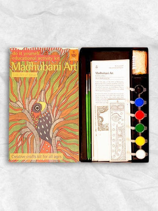 DIY Educational Colouring Kit - Madhubani Painting of Bihar for Young Artists (5 Years +) Potli