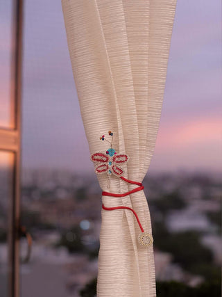  Crochet Curtain Tie Backs Metallic Dragonfly Set by Samoolam sold by Flourish
