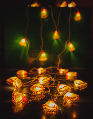 Handmade LED String Lights Orange Frock Samoolam