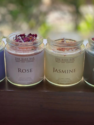 Rose Glass Jar Candles The Bare Bar