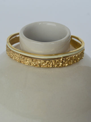 Golden Enamel Oval Bangle Bracelet The Loom Art
