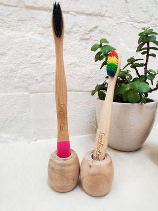 Toothbrush Holder Wooden Stand Pack Of 5 GreenFootPrint
