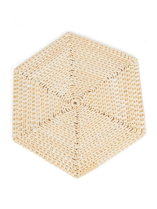 Handcrafted Golden Grass Hexagonal Table Mat Natural Set of 2 Darbar Sahitya Sansada