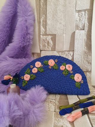 Hand Embroidery Dori Purse Blue