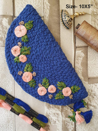 Hand Embroidery Dori Purse Blue