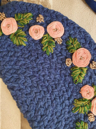 Hand Embroidery Dori Purse Blue
