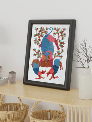 The Hunt Gond Art Painting- Unframed Kailash Pradhan