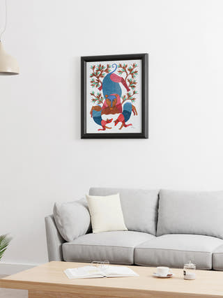 The Hunt Gond Art Painting- Unframed Kailash Pradhan