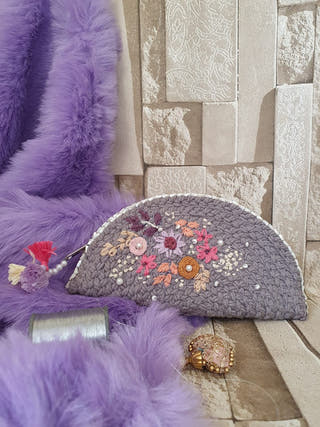 Embroidered Dori Purse Gray