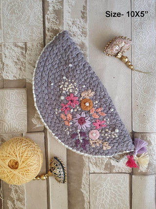 Embroidered Dori Purse Gray