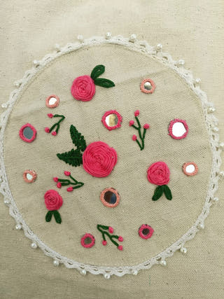 Floral Embroidered Patch Work Tote Bag