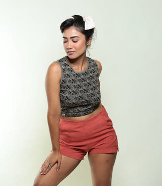 Checkered Crop Top Grey Wear Equal