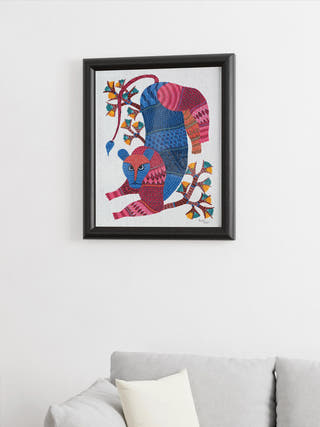 Tiger Gond Art Painting- Unframed Kailash Pradhan