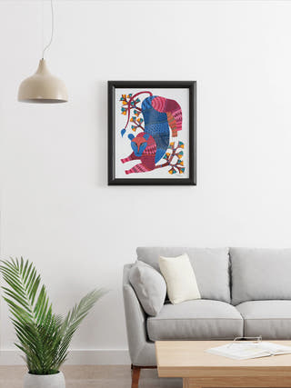 Tiger Gond Art Painting- Unframed Kailash Pradhan