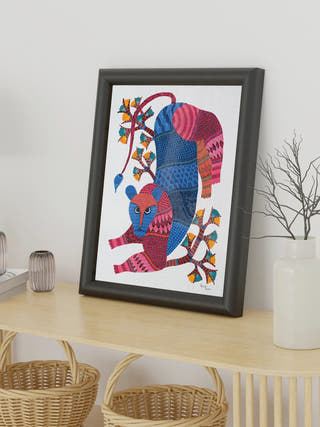Tiger Gond Art Painting- Unframed Kailash Pradhan