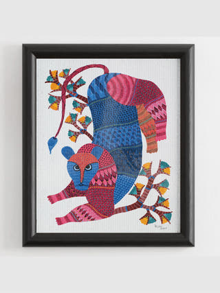Tiger Gond Art Painting- Unframed Kailash Pradhan