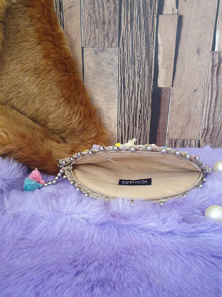 Jute Hand Embroidered Tassels Purse