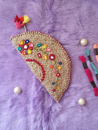 Kutch Embroidered Jute Hand Purse